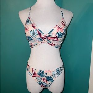 Tropical Print Pink/Blue Bikini Set